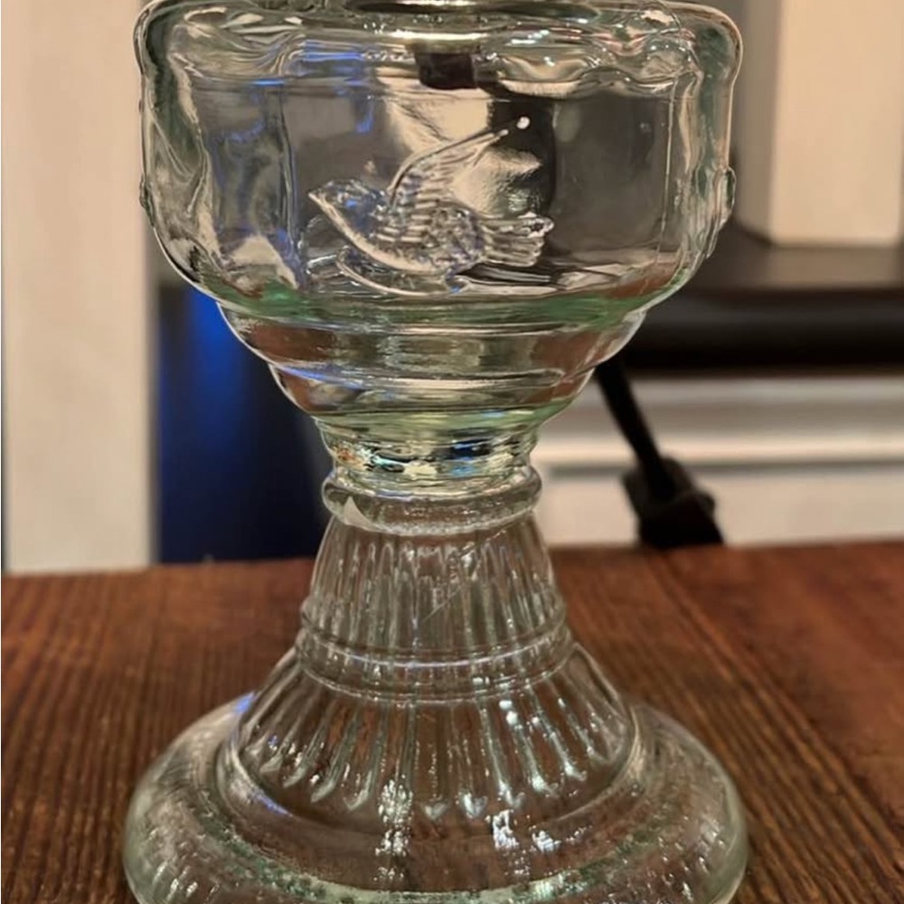 Vintage Glass Table Lamp with Brass Accents - Picture 2 of 5